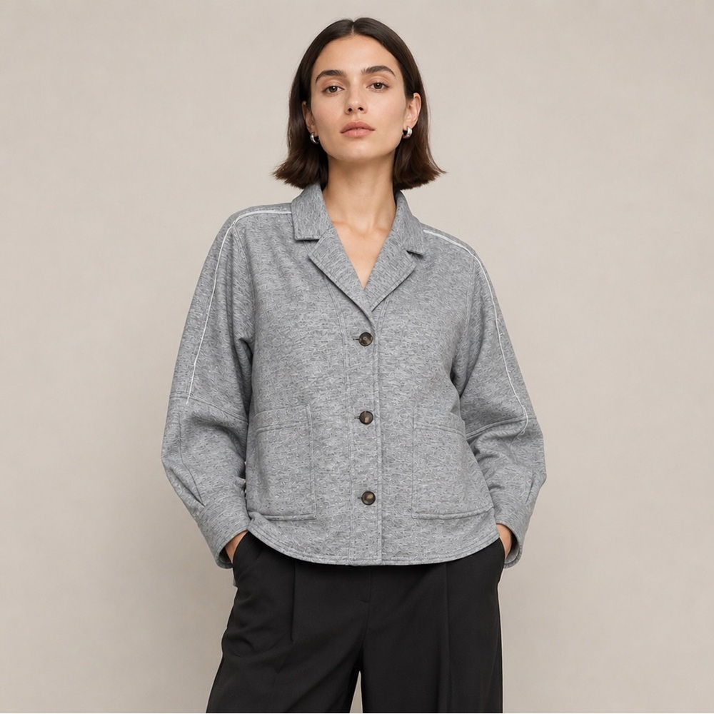 HATLEY - Grey Jacket Cardigan Button Front Minimalist